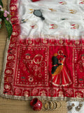 Soft Dola Silk Saree with Ghungroo & Heavy Moti Handwork