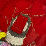 Rangoli Crushed Saree with Khatli Handwork & Matching Blouse