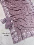 Melborne Silk Saree with Self Thread & Zari Embroidery Work