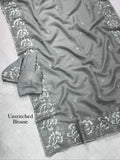 Melborne Silk Saree with Self Thread & Zari Embroidery Work