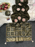 Dyable Silk Saree with Multi-Zari, Sequin & Peacock Print Work