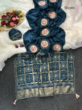 Dyable Silk Saree with Multi-Zari, Sequin & Peacock Print Work