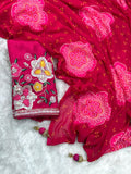 Premium Georgette Bandhej Saree with Beads & Sequin Embroidered Blouse