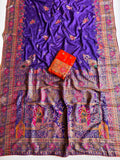 Rajwadi Pashmina Silk Saree with Kashmiri Thread & Zari Weaving Work