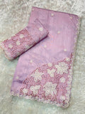 Tusser Cotton Saree with Thread Embroidery & Cutwork Border