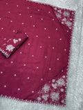 Tusser Cotton Saree with Thread Embroidery & Cutwork Border