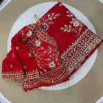 Fendy Satin Saree with Elegant Embroidery Work & Stitched Embroidered Blouse