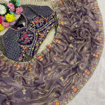 Fendy Satin Saree with Elegant Cording Work & Matching Stitched Cording Work Blouse