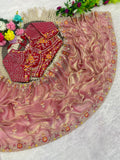 Fendy Satin Saree with Elegant Cording Work & Matching Stitched Cording Work Blouse