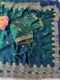 Soft Space Silk Saree with Heavy Embroidery & Sequin Work and Rich Zari Embroidered Stitched Blouse