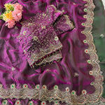Soft Space Silk Saree with Heavy Embroidery & Sequin Work and Rich Zari Embroidered Stitched Blouse