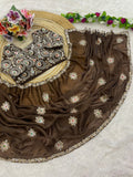 Elegant Embroidery Work & Stitched Blouse with Mina Buti Design
