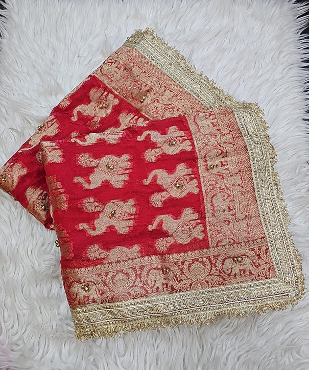Pure Soft Fendy Chiffon Saree with Gungroo & Fancy Lace Border Work Blouse