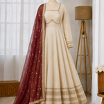 Cosmos Gold Lace Embroidered Gown Suit Set