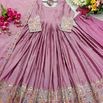 Chinon Silk 5mm Sequence Embroidery Work Gown Set