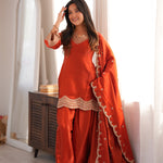 Glass Roman Silk Embroidered Farshi Shalwar Suit Set