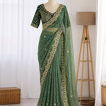 NC Moss Butti Embroidered Saree Set