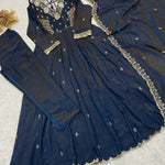Vichitra Embroidered Gown Suit Set