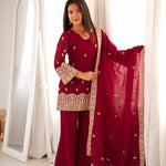 Crunchy Silk Embroidered Suit Set