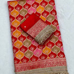 Heavy Satin Silk Banarasi Zari Weaving Saree Set