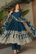 Faux Georgette With Embroidery Sequience Lace Work Gown