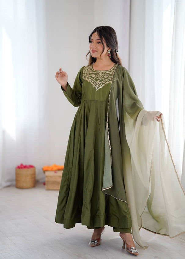 French Embroidered Gown Suit Set