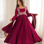Roman Silk Floral Print Anarkali Suit Set