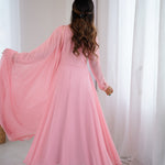 Pink Color Hand Work Georgette Gown