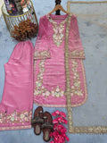 Pur Jimmy Choo With Heavy Embroidery Sequence Work With Diamond Top Plazzo