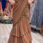 Faux Georgette Thread With Sequence Work With Ready To Wear Lehenga