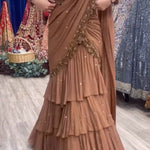 Faux Georgette Thread With Sequence Work With Ready To Wear Lehenga