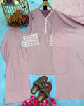 Natural Satin Embroidery WOrk Top Plazzo
