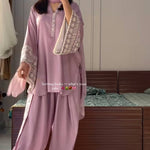 Natural Satin Embroidery WOrk Top Plazzo