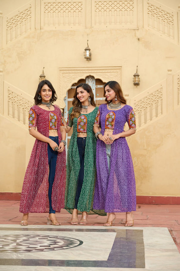 Navratri Special Faux Georgette Bandhni Print Work Kurti