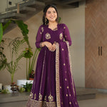 Faux Blooming Zari & Sequins Work Gown