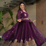 Faux Blooming Zari & Sequins Work Gown