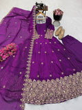 Fendy Silk Sequins Embroidery Work Gown