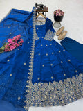 Fendy Silk Sequins Embroidery Work Gown