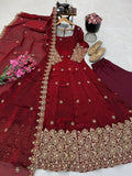 Fendy Silk Sequins Embroidery Work Gown