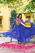 Navratri Festive Bandhani Kutchi Work Georgette Gown