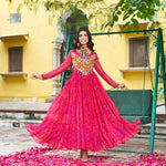 Navratri Festive Bandhani Kutchi Work Georgette Gown