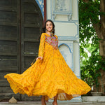 Navratri Festive Bandhani Kutchi Work Georgette Gown