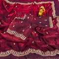 Pure Space Silk Velvet Shine Sequins Cutdana Handwork Saree