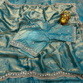 Pure Space Silk Velvet Shine Sequins Cutdana Handwork Saree