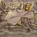 Pure Space Silk Velvet Shine Sequins Cutdana Handwork Saree