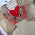Golden Tissue Salsa Mirror Work Kurta Palazzo