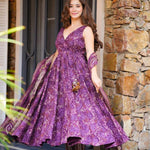 Purple Color Cotton Fabric With Digital Printed Work Anarkali