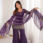 Crunchy Silk Embroidered Bell Bottom Suit Set