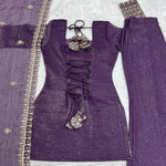 Crunchy Silk Embroidered Bell Bottom Suit Set