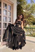 Beautiful Look Fendi Satin Gown With Sequence Embroidery Zari Work Plazzo